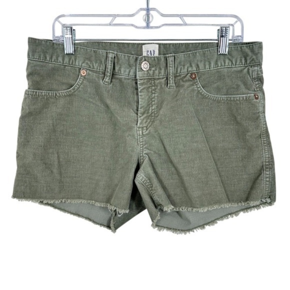 Gap Women's Size 10 Corduroy Shorts Olive Green Raw Hem‎ Casual Summer Essential
